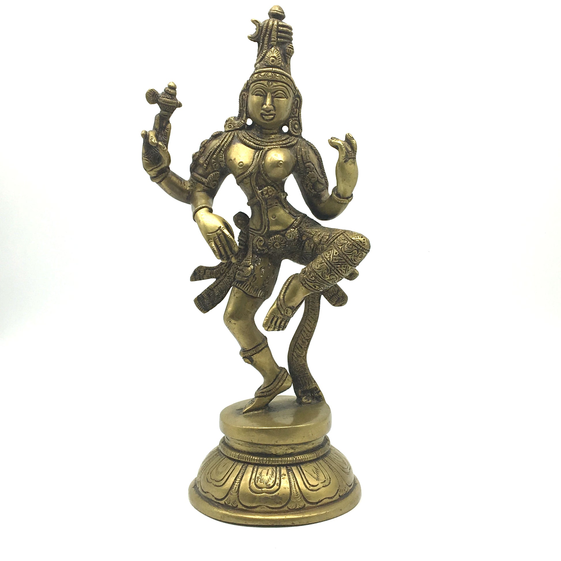 Handcrafted India Brass Dancing Ardhanarishvara Statue Murti