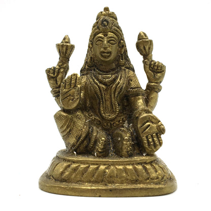 Vintage Mini Brass Mata Lakshmi Murti India Statue India Goddess Of Wealth 2.3" - Montecinos Ethnic
