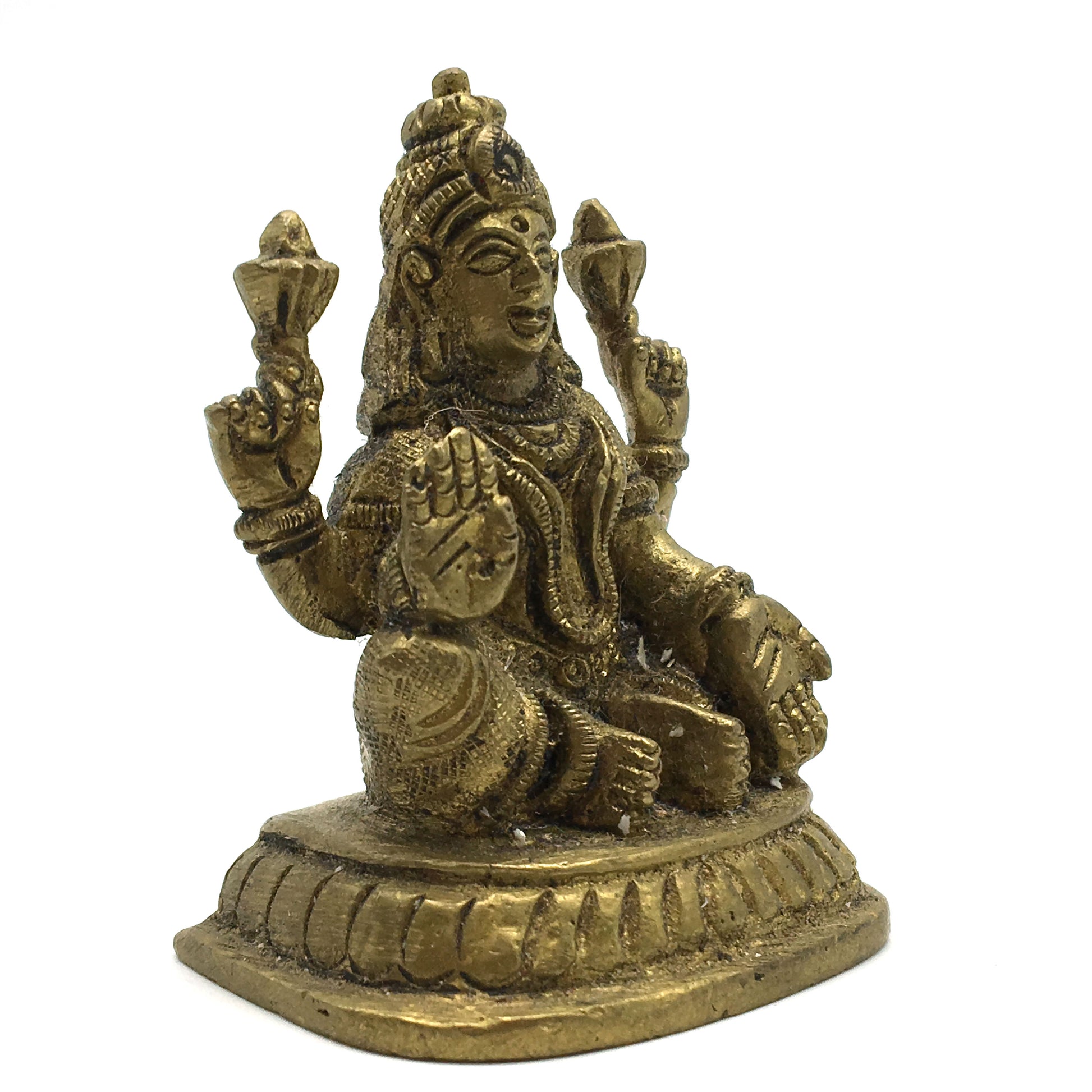 Vintage Mini Brass Mata Lakshmi Murti India Statue India Goddess Of Wealth 2.3" - Montecinos Ethnic