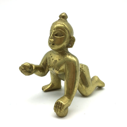 Handcrafted Brass Ladoo Laddu Gopal Baby-Krishna India God Murti Statue Idol - Montecinos Ethnic