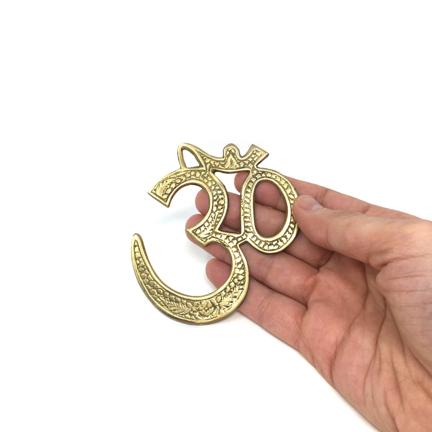 2 Om Symbols Handcrafted India Brass Decorative Wall Hanging- Detailed 3.5"