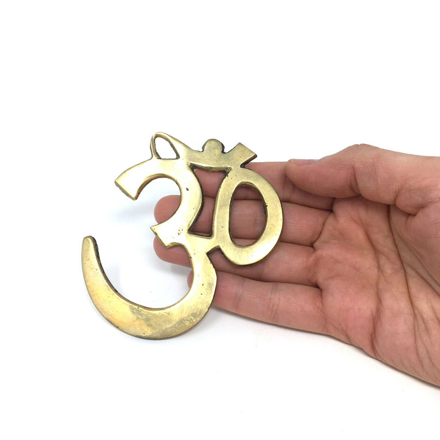 2 Om Symbols Handcrafted India Brass Decorative Wall Hanging- Detailed 3.5"