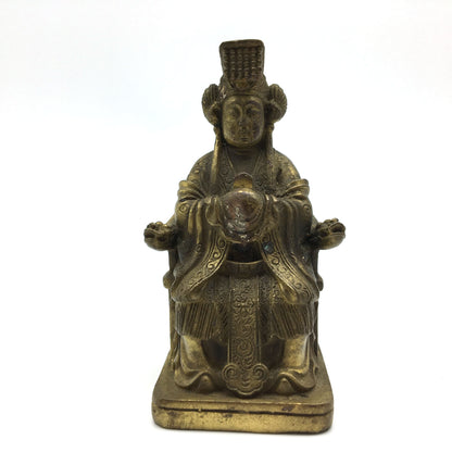 Vintage Brass Handcrafted China Goddess Statue Idol - Fine Detail - 3.5" - Montecinos Ethnic
