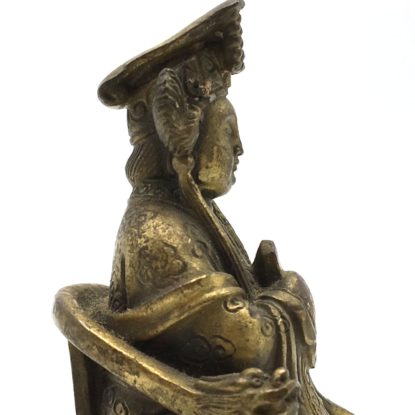 Vintage Brass Handcrafted China Goddess Statue Idol - Fine Detail - 3.5" - Montecinos Ethnic