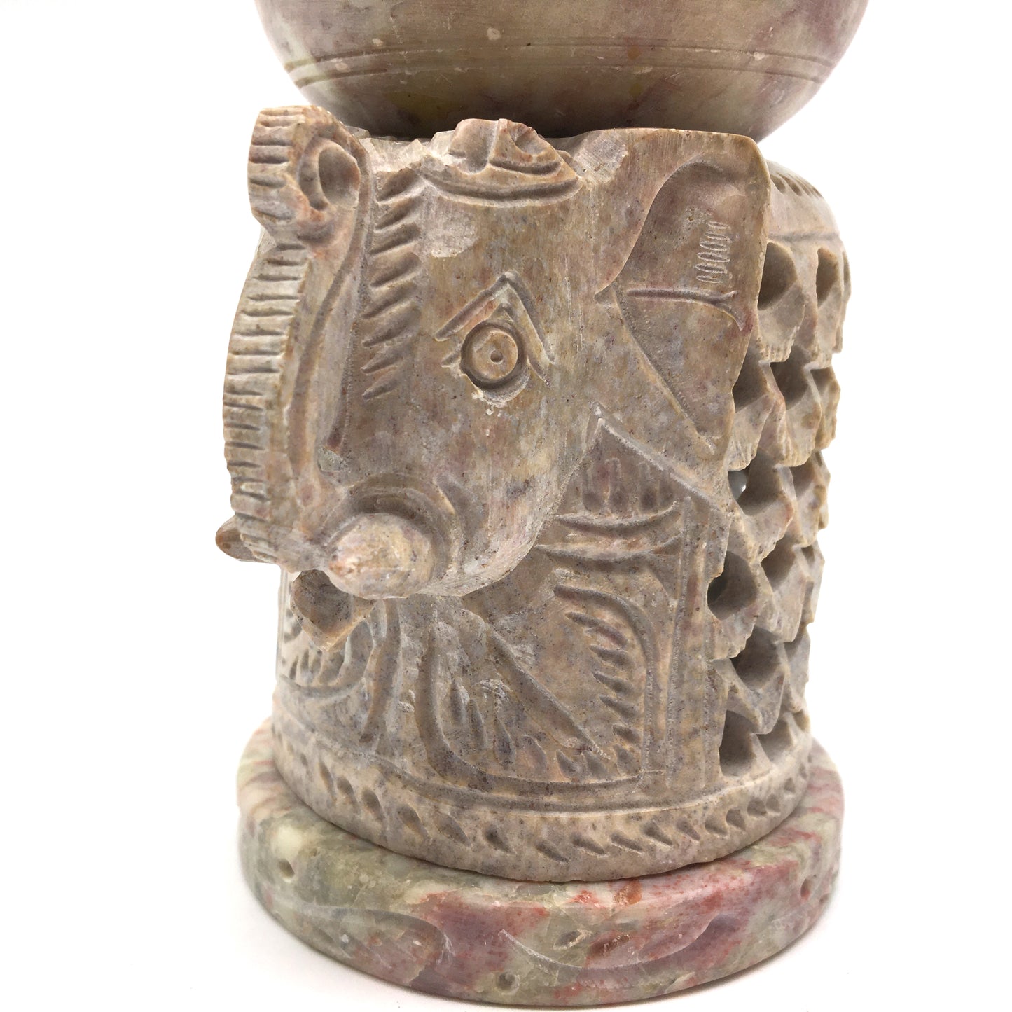 Decorative Elephant Oil Burner Diffuser Hand-Carved Natural India Soapstone 4.25
