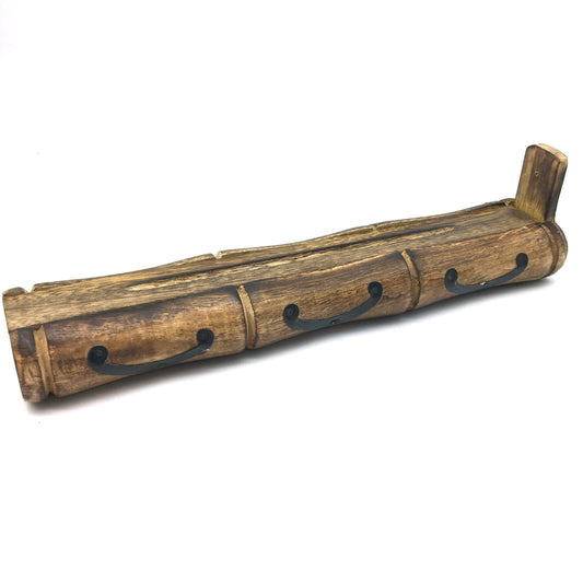Stick Incense Burner Ash Catcher Wood Box With Storage Brass Inlays 11.5" Long