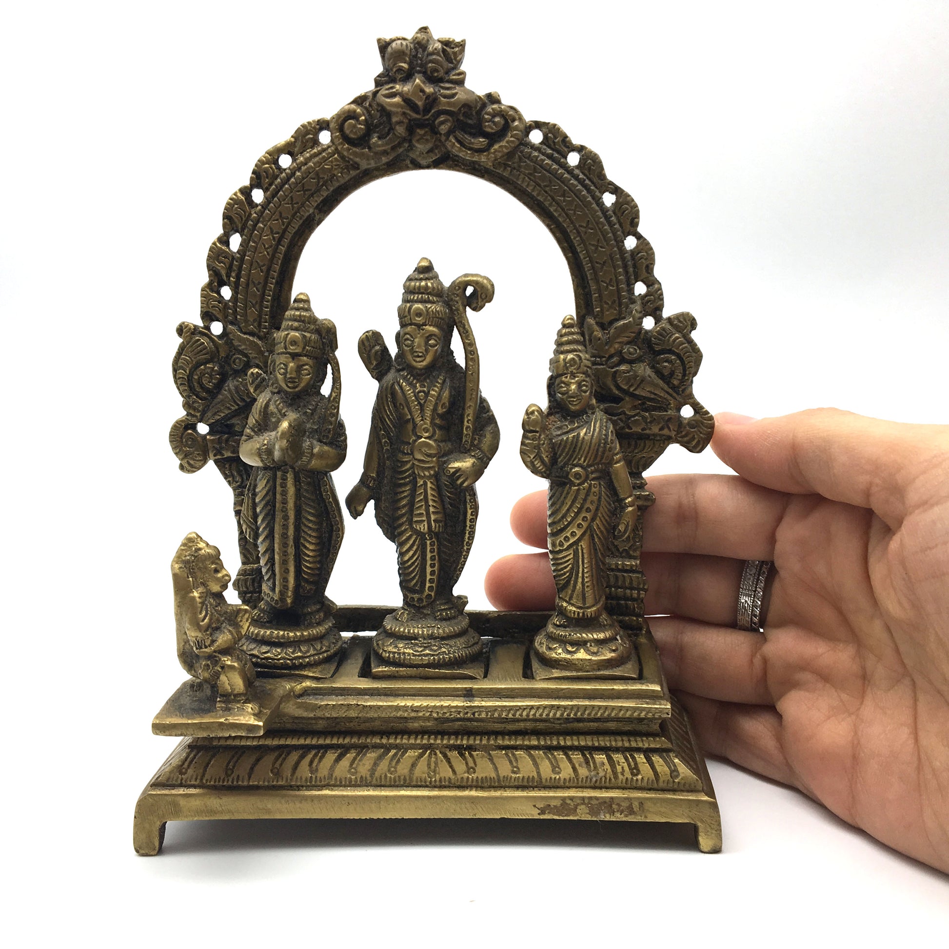 Ramdarbar Handcrafted India Gods Brass Statue Rama Sita Lakshmana Hanuman 7" - Montecinos Ethnic