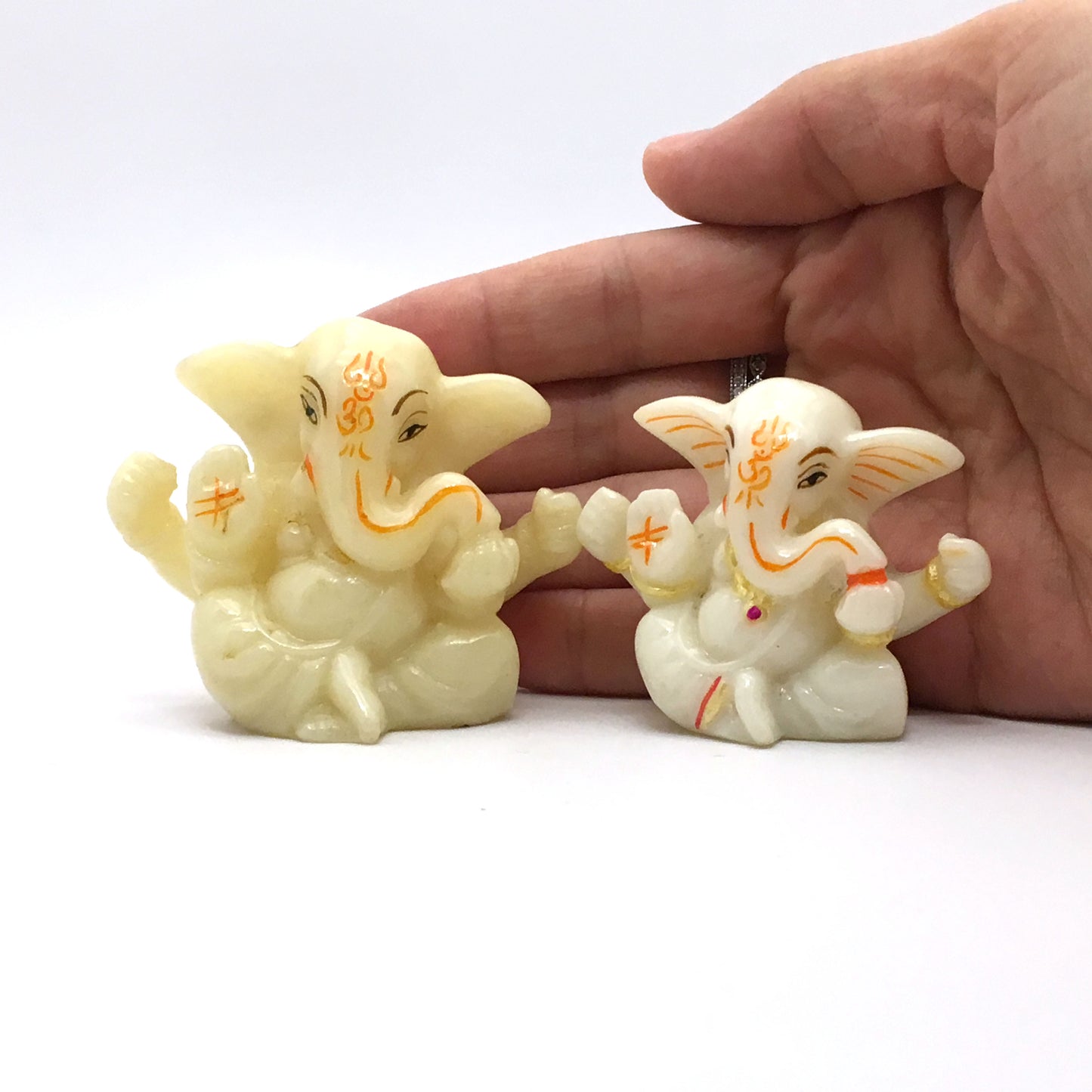 Handmade Set of 2 Ganesh Ganapati Hindu Elephant God Obstacle Remover Statue