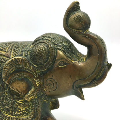 Vintage Handcrafted Decorative Solid Brass Elephant Statue Trunk Up 4.50"
