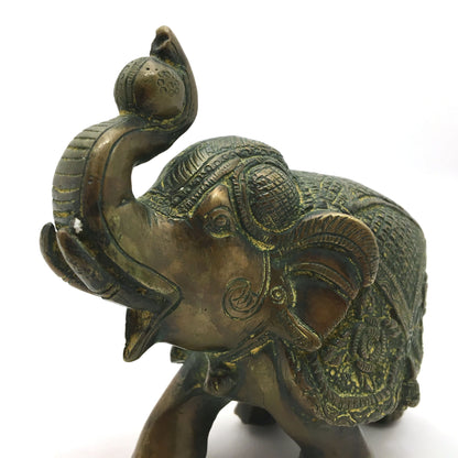 Vintage Handcrafted Decorative Solid Brass Elephant Statue Trunk Up 4.50"