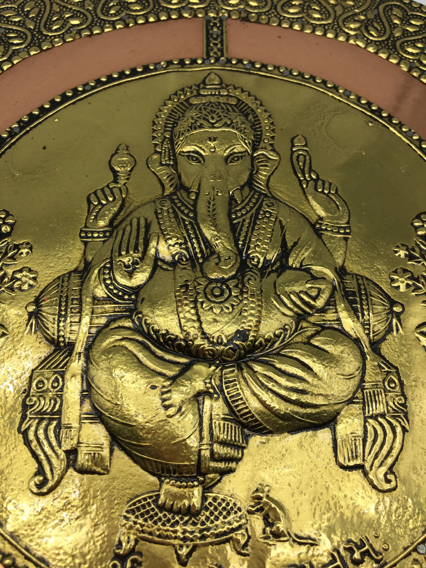 Embossed Gilded Ganesh Ganapati  India God Wall Hanging Decorative -Handmade