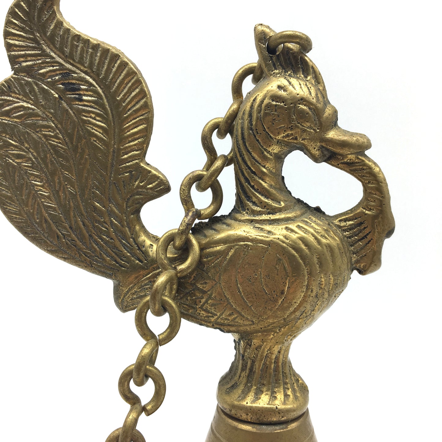 Vintage Brass Diya Aarti Deepak Lamp Puja Offering Handcrafted -Peacock Design