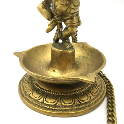 Hanging Brass Diya Aarti Deepak Handmade Lamp Puja Offering -Dancing Ganesh