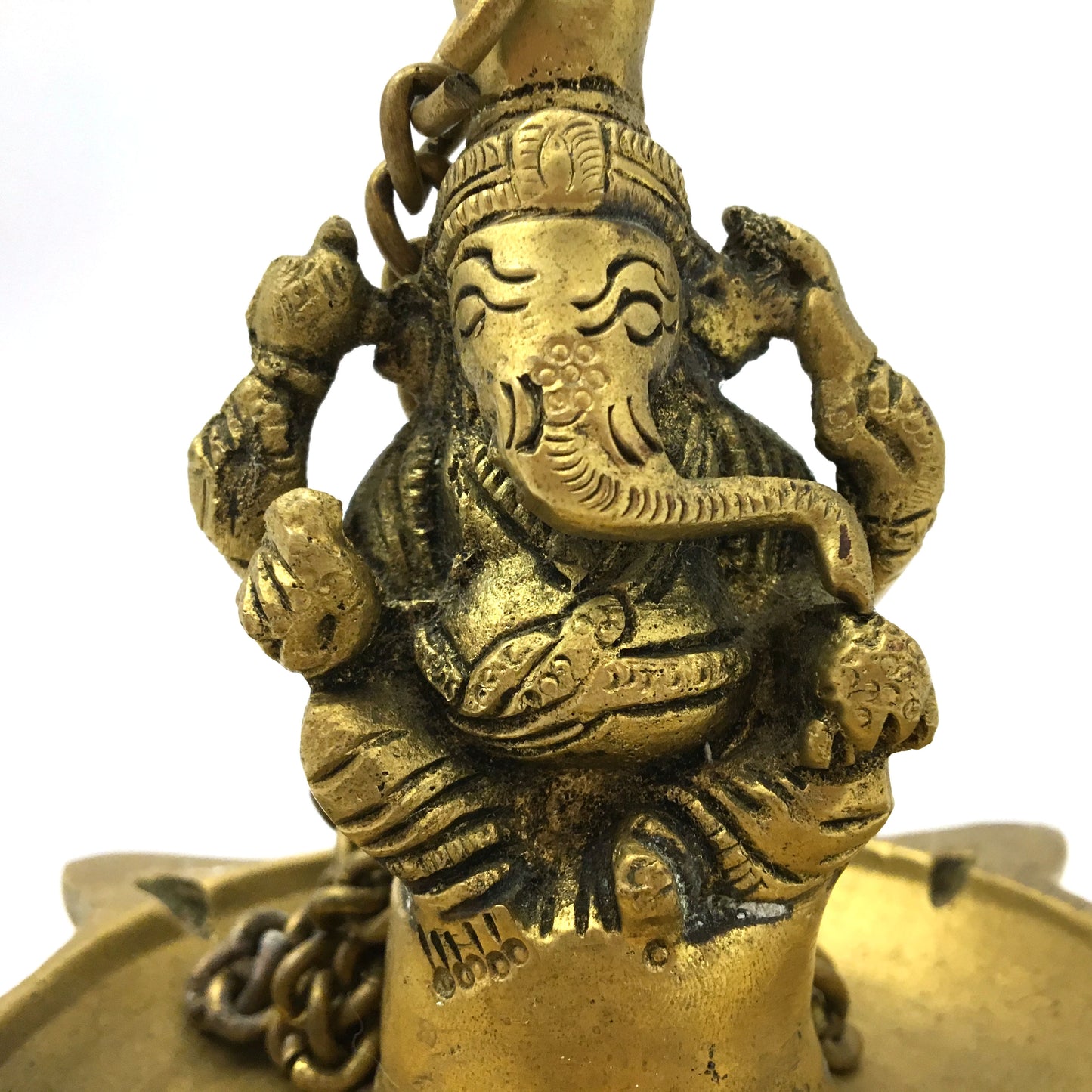 Hanging Brass Diya Aarti Deepak Handmade Lamp Puja Offering -India God Ganesh