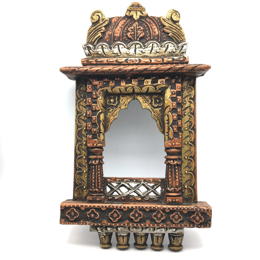 Jharokha Wood Hand Carving Picture Frame Color Painted Home Decor India