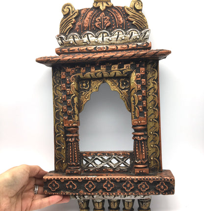 Jharokha Wood Hand Carving Picture Frame Color Painted Home Decor India