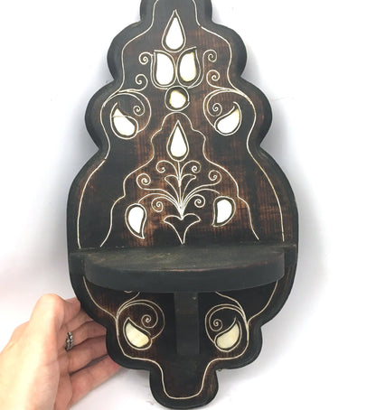 Ethnic Indian Home Decorative Wooden Hand-carved Wall Shelf / Wall Hanging