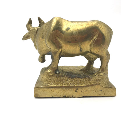 Krishna's Surabhi Brass Sacred Cow India Religious Murti Figurine - Set of 2 -De