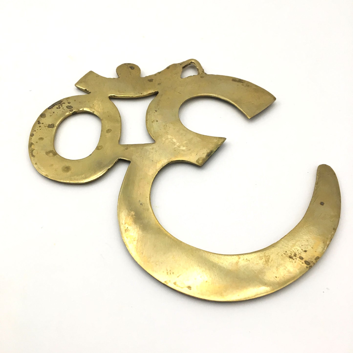 Pair of Om Symbols Hand-crafted India Brass Decorative Wall Hanging- Detailed