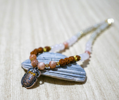 Scarab Pendant Necklace | Rudraksha | Moonstone | Amazonite | Jewelry gift