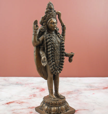 Goddess Kali Statue | Cold Cast Bronze Divine Mother Handmade Altar Statue 11"