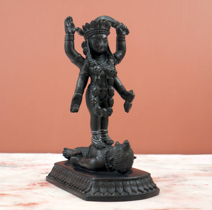 Black Kali Statue Kali Hindu Goddess Kali Shiva Handmade Altar Statue 7.5"