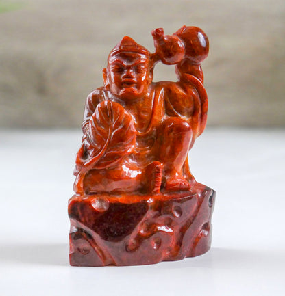 Red Jade Gemstone Ji Gong Statue