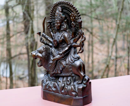 15.75" Large Durga Statue | Hindu Goddess Maa Durga Temple Vintage Deity Statue Idol
