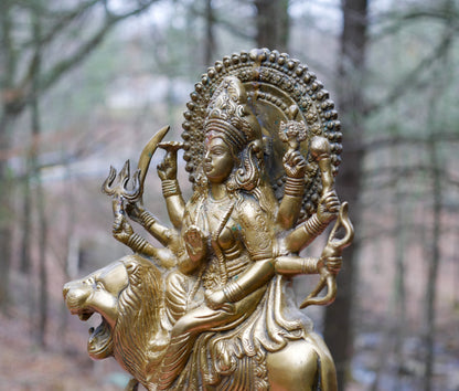 15" Large Durga Statue | Hindu Goddess Maa Durga Temple Vintage Deity Statue Idol