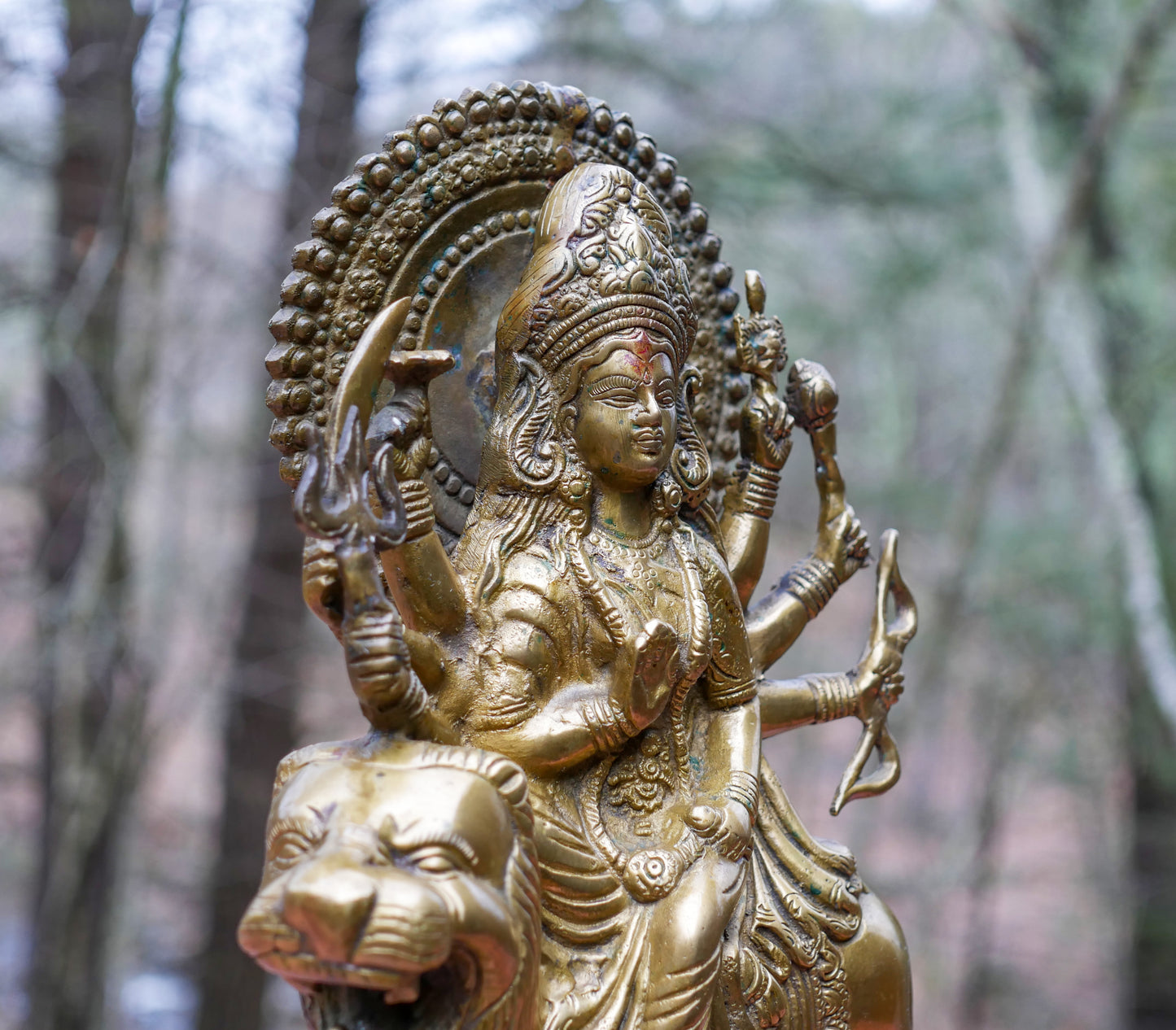 15" Large Durga Statue | Hindu Goddess Maa Durga Temple Vintage Deity Statue Idol