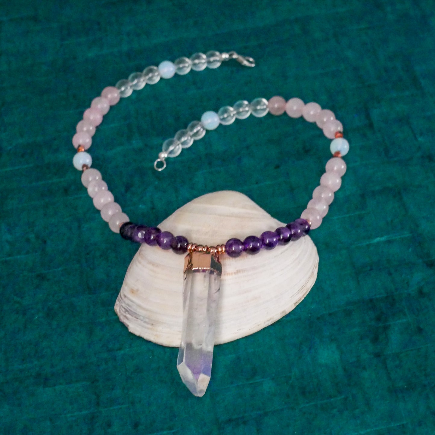 Rose Quartz Crystal Unique Necklace