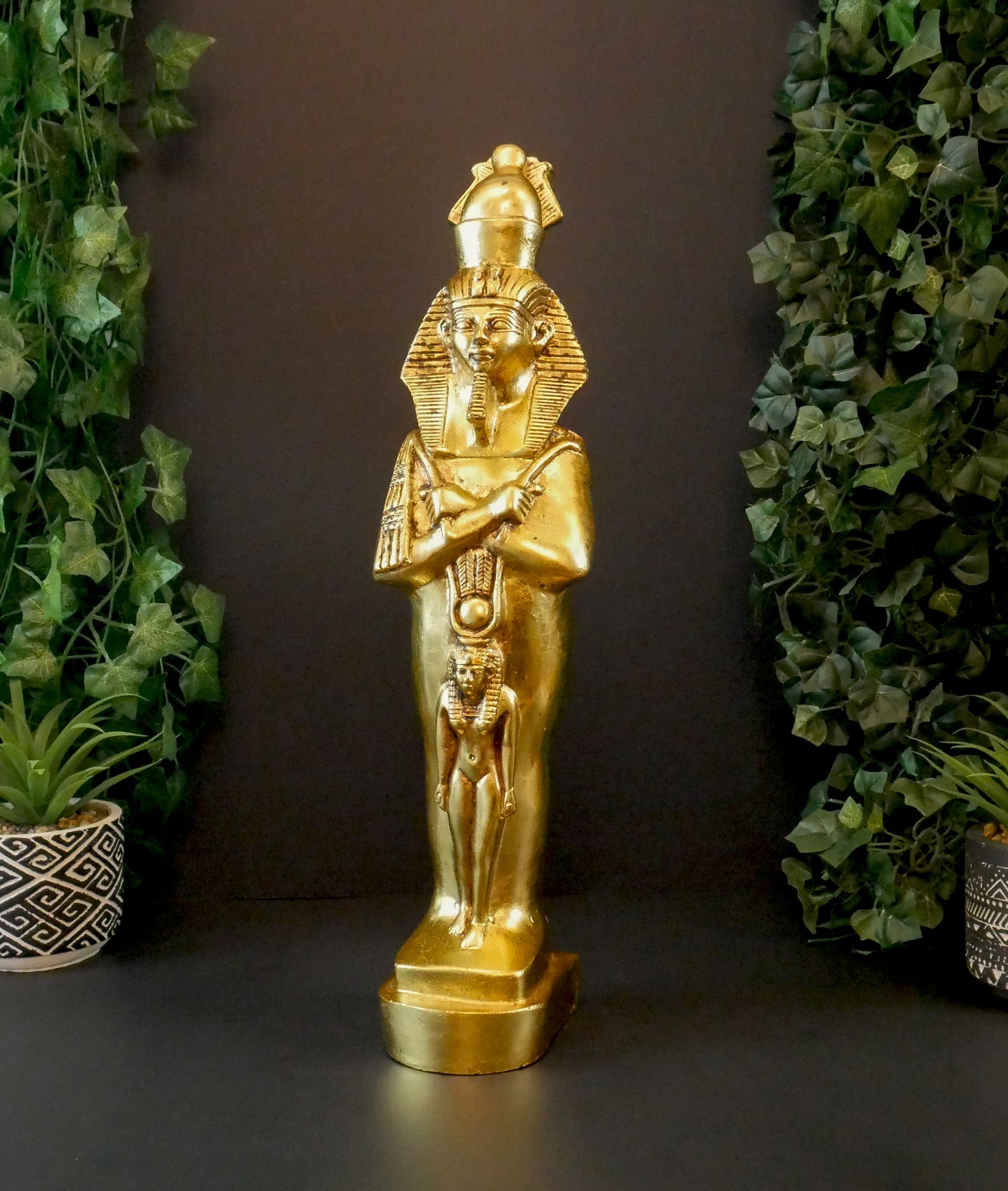 Gold Leaf King Tut Sculpture Statue | Egyptian Vintage Collectible Home Decor Gift