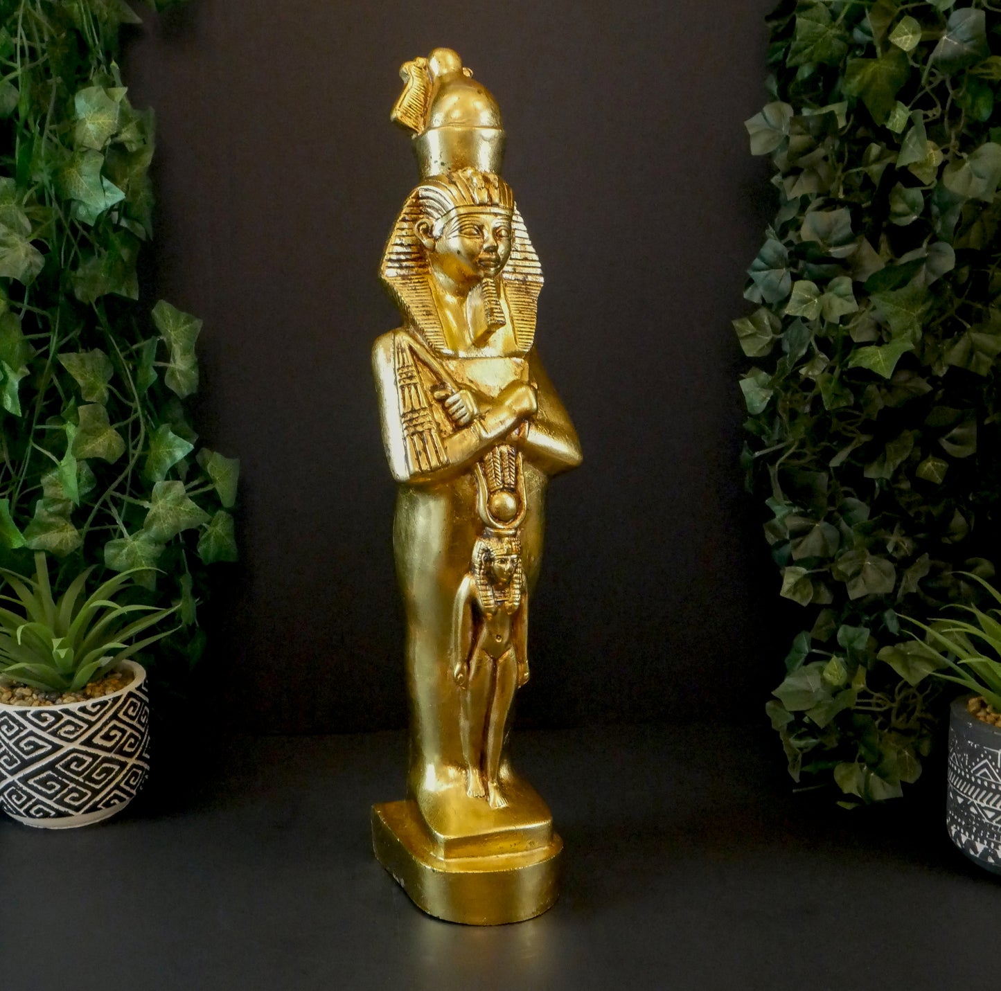 Gold Leaf King Tut Sculpture Statue | Egyptian Vintage Collectible Home Decor Gift