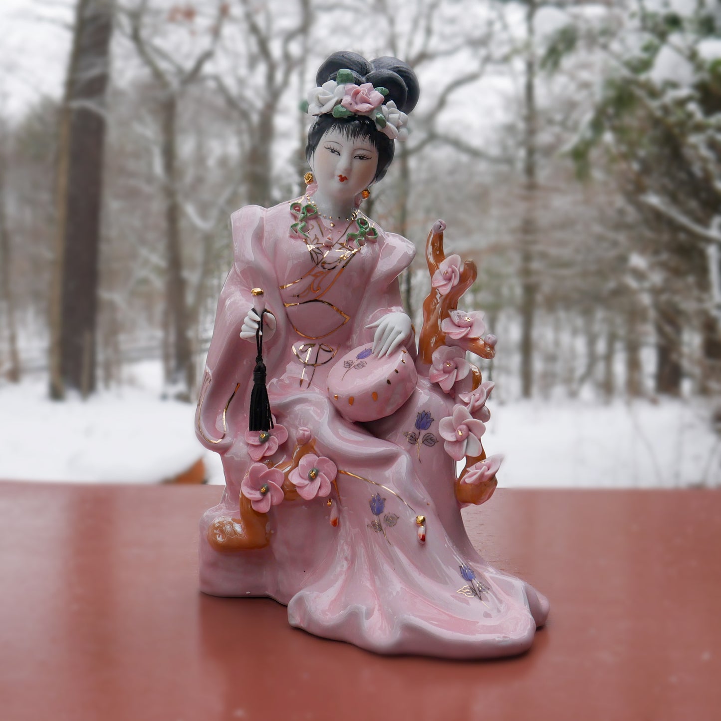 11.5" Porcelain Geisha Statue Sculpture - Amazing Detail - Handmade Collectible