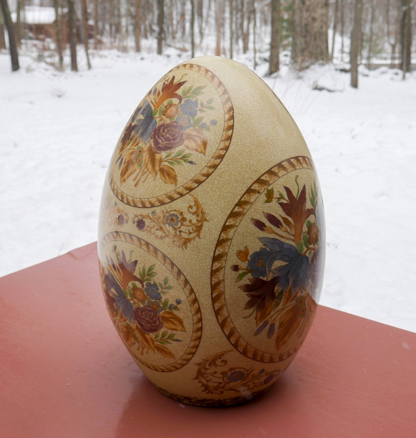 Huge Ceramic Egg 18" Tall | 14 Pounds Giant Handcrafted and Hand Painted Egg VTG
