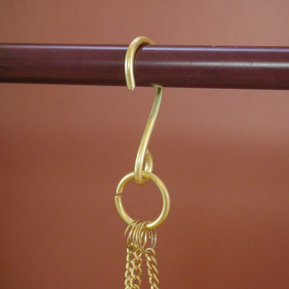 Brass Hanging Incense Burner  | Handmade Golden Incense Holder With Tray 4.5"
