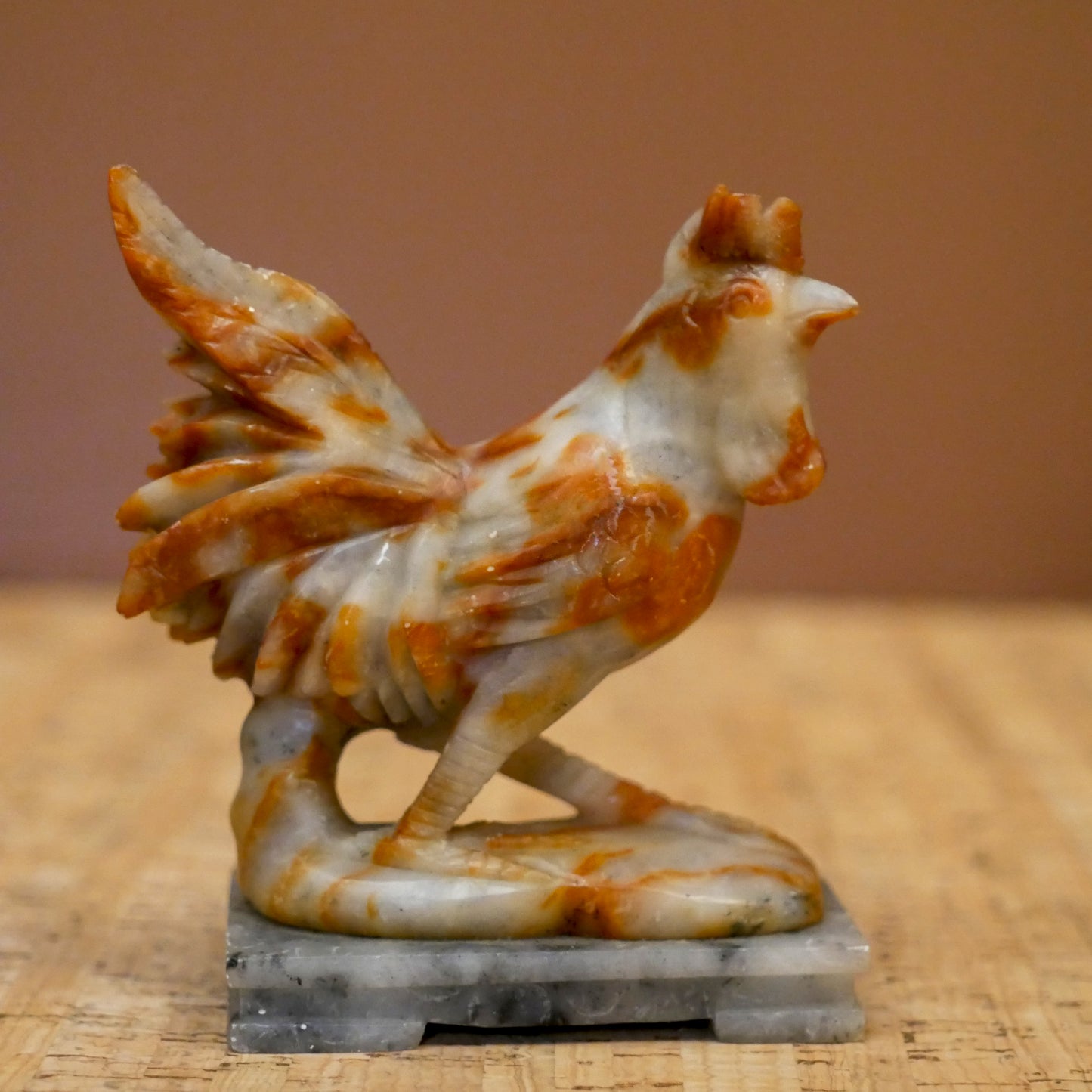 Chinese Natural Shoushan Stone Lovebirds Rooster Statue Sculpture Decor Set