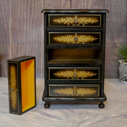 Chest Drawers Vintage Musical Jewelry Box - Wooden Handmade Jewelry Box 11.5"
