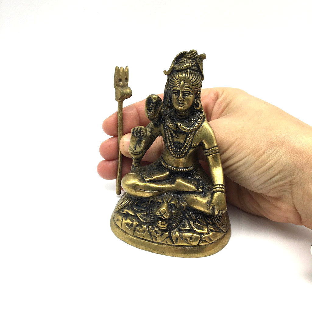 Handcrafted Brass India God Lord Shiva Siva Holding Trishul Statue 4"