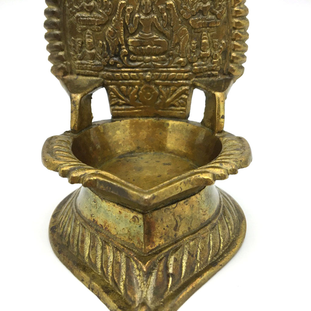 Vintage Brass Oil Diya Aarti Deepak Lamp Puja Offering - Goddess Lakshmi