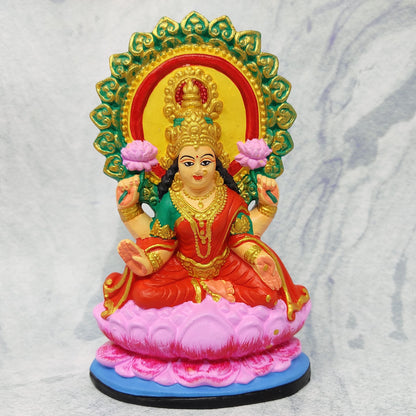 Lakshmi Ma Ganges Clay Deity India Prosperity Goddess Handmade Statue 6.25"