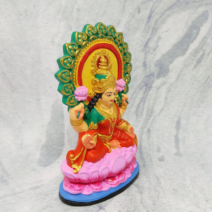 Lakshmi Ma Ganges Clay Deity India Prosperity Goddess Handmade Statue 6.25"