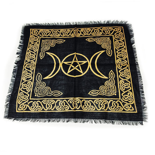 triple moon black and gold altar cloth