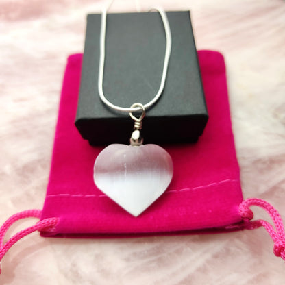 selenite pendant necklace girl love gift