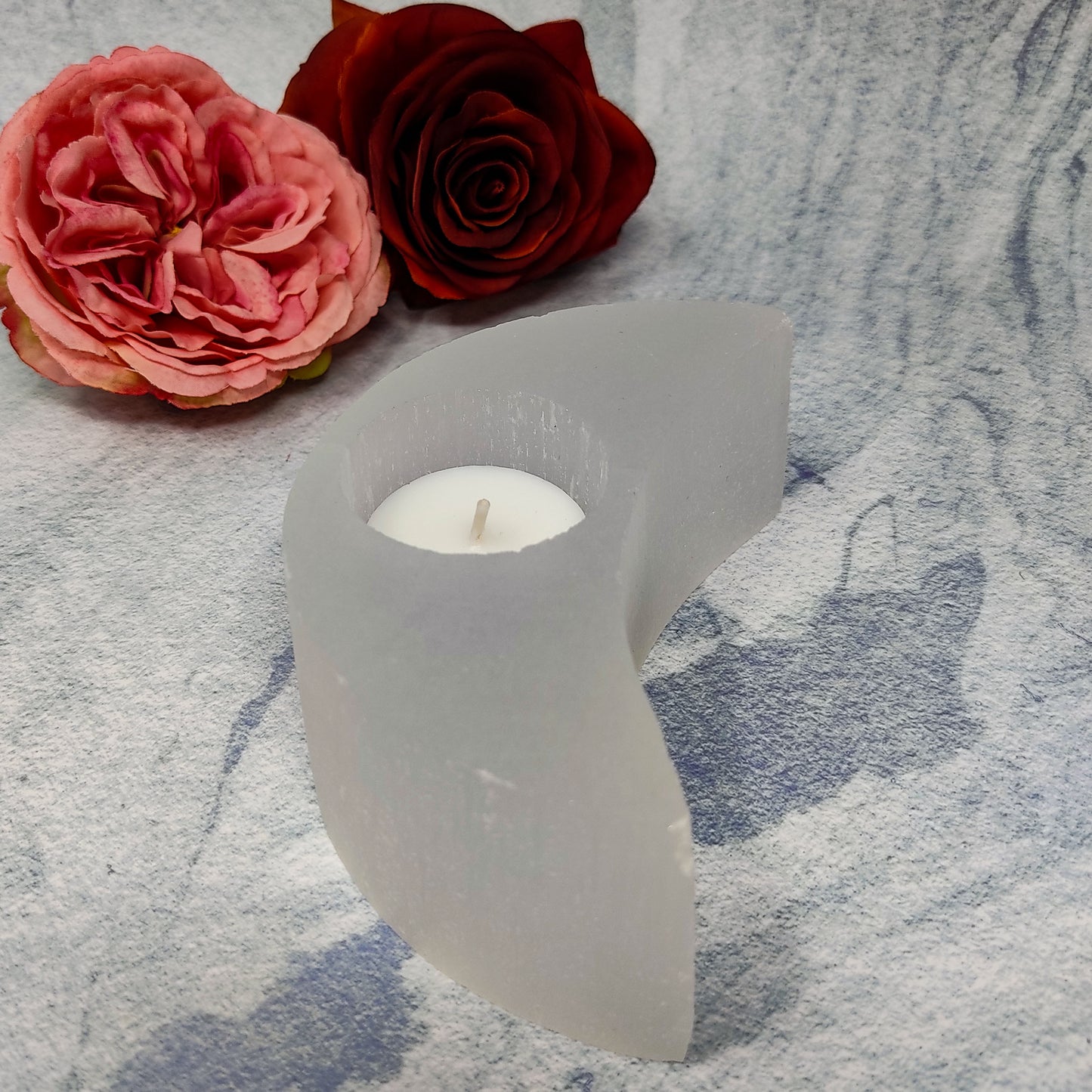 Selenite Half Moon Crystal Tea Light Candle Holder Selenite Home Decor Gift