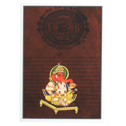 Ganesh Greeting Card Gift - Rajasthani Miniature Art Painting - Red Ganesh ji - 5"x7"
