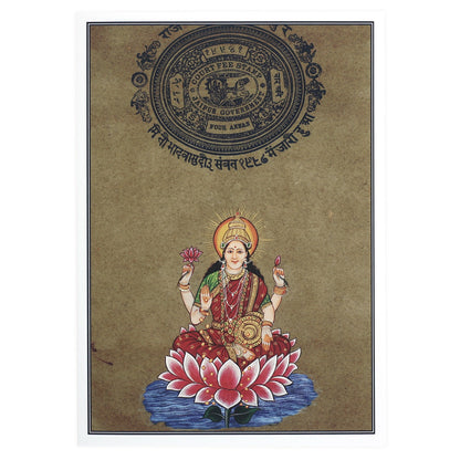 Lakshmi Greeting Card Gift - Rajasthani Art Painting - Hindu Goddess Lakshmi 5"x7"