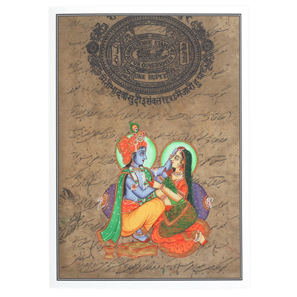 Radha Govinda Greeting Card - Rajasthani Miniature Art Painting Hindu Gift 5"x7"