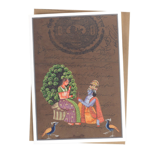 radha krishna peacocks card