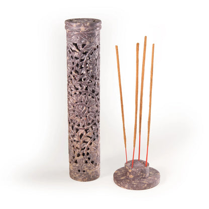 Incense Burner | Natural Soapstone Handmade Tower Burner | Home Decor 10.5"